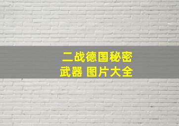 二战德国秘密武器 图片大全